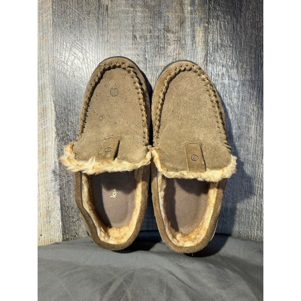 Size 10 Clarks Hudson Bay Brown Leather Moccasin Slipper Indoor / Outdoor - Mens